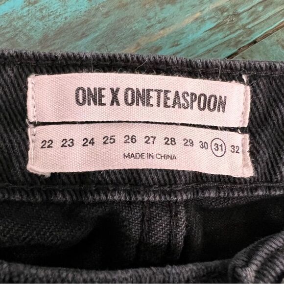 One Teaspoon Grey Black High Waist Freebird Skinny Jeans Size 31 - Picture 16 of 16